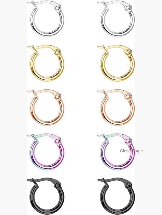 Jewelry - Surgical Steel Hoop Earrings Set 10mm15mm20mm25mm Multiple Piercing